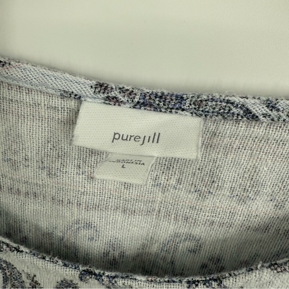 J Jill Pure Jill Top Boho Hippie Hemp Cotton Popover Paisley 3/4 Sleeve size L - Picture 6 of 10